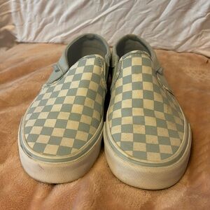 Van’s Slip-On Shoes Baby Blue/White Checkerboard | Women’s Size 8.0